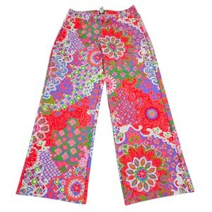 Jude Connally Wide Leg Pants Size S Pull On Jude Cloth Stretch Colorful Vibrant‎